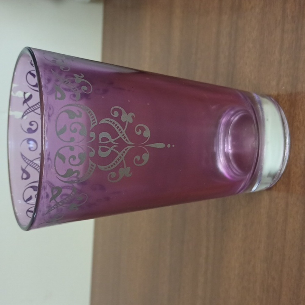 Vintage (6) Glasses brought home from Italy. Purple & Silver pattern. Beautiful
